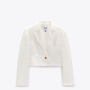 Zara Linen Blend Crop Blazer